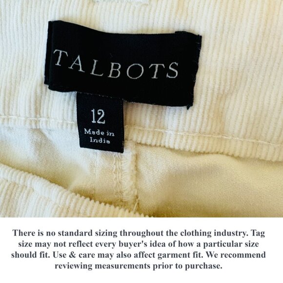 Talbots Womens Stretch Corduroy Demi Boot Pants Ivory Ankle Crop Size 12 - Picture 9 of 11